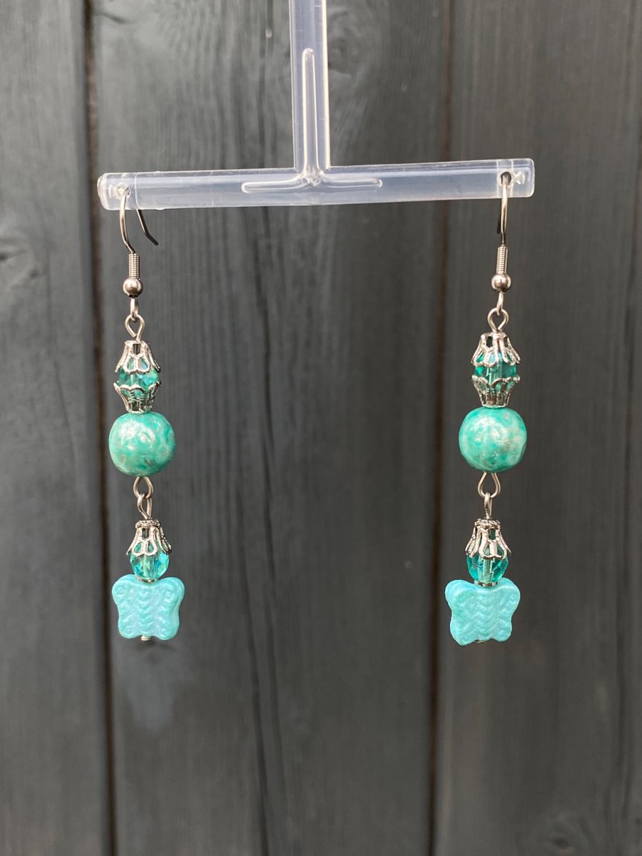 Emilie - Pastel Blue Regencycore Butterfly Earrings 