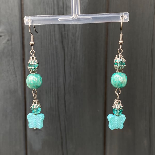 Emilie - Pastel Blue Regencycore Butterfly Earrings 