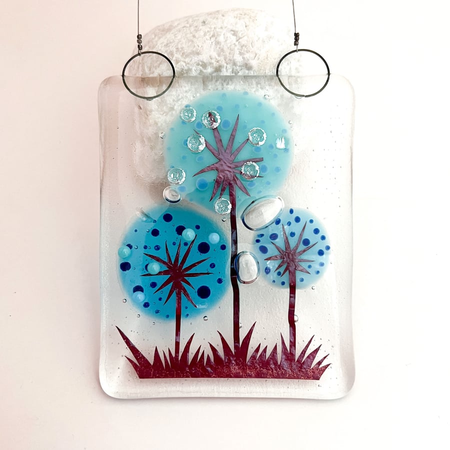 Perfectly Imperfect - Fused Glass Blue Allium Suncatcher