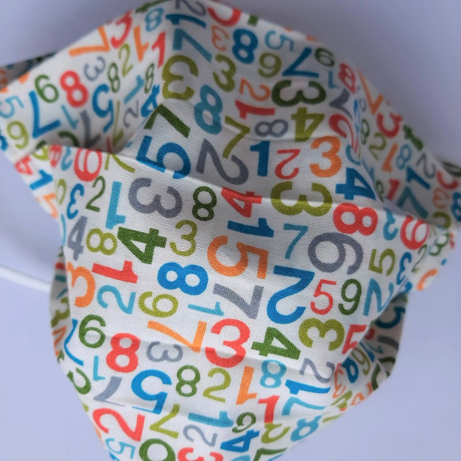 Fabric Face Covering - Multi Coloured Numbers