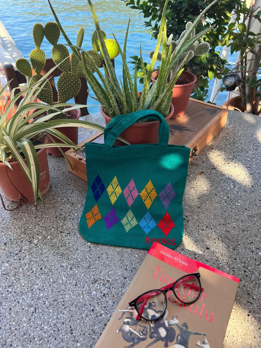 Beautiful Hand-made Book Bag (Green Motives)