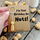 Handmade Kawaii Peanut Polymer Clay Charm Keyring - Cute Birthday Gift UK