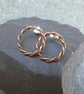 Copper stud earrings, Front facing hoops, 7th anniversary gift - Image 3
