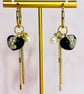 Handmade Gold Hoop Earrings with Real Flower Heart & Pearl Accent