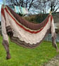 Long shallow crescent shawl oversized scarf in soft Autumn inspired wool yarn - Image 4