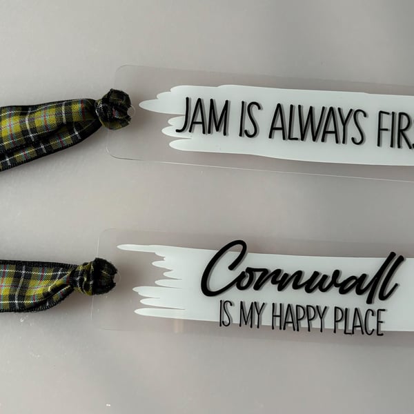 Cornish Tartan Bookmark, Jam Always First, Cornwall Is My Happy Place 