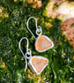 Honey Amber Sea Glass  and Sterling Silver Drop Earrings - 1068