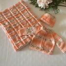 Newborn Baby Cardigan Hat and Blanket
