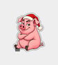Unique Funny Christmas Sticker Xmas Decal - Cute Pig