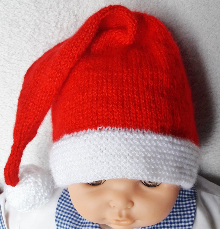 Baby's hand knitted Santa hat