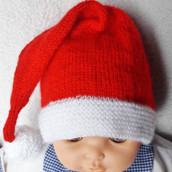 Baby's hand knitted Santa hat