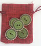 Green Mandala style Wood buttons 1" , 25mm across - Image 1