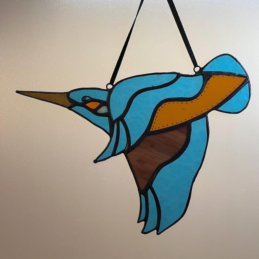 Stained Glass Kingfisher Suncatcher, Original Design