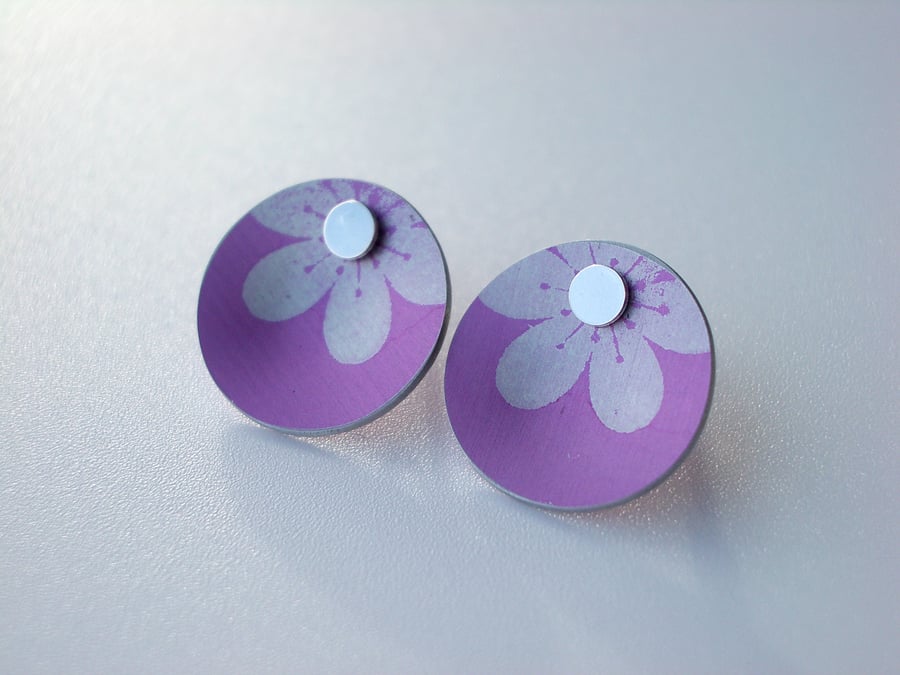 Pink flower earring studs slight seconds. Perfectly imperfect.