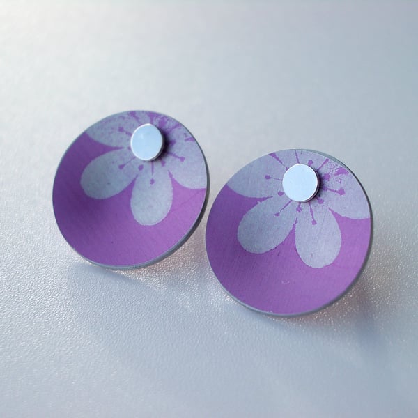 Pink flower earring studs slight seconds