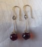 Garnet Earrings with Sterling & Fine Silver - Birthstone for Capricorn & January