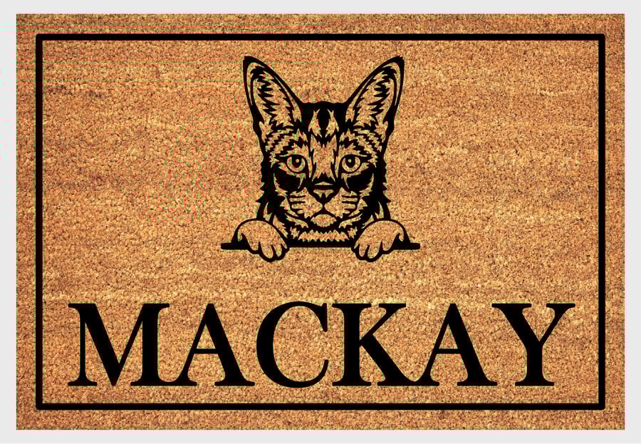 Savannah Cat Door Mat - Personalised Savannah Cat Welcome Mat - 3 Sizes