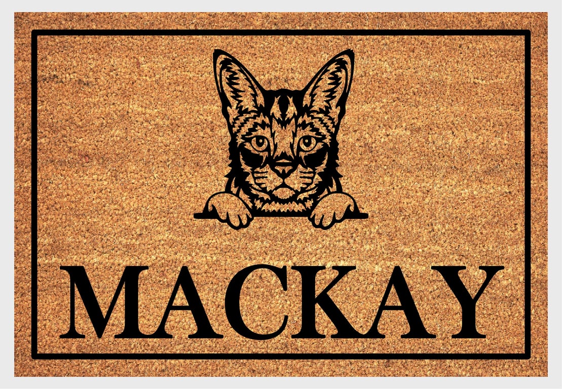 Savannah Cat Door Mat - Personalised Savannah Cat Welcome Mat - 3 Sizes