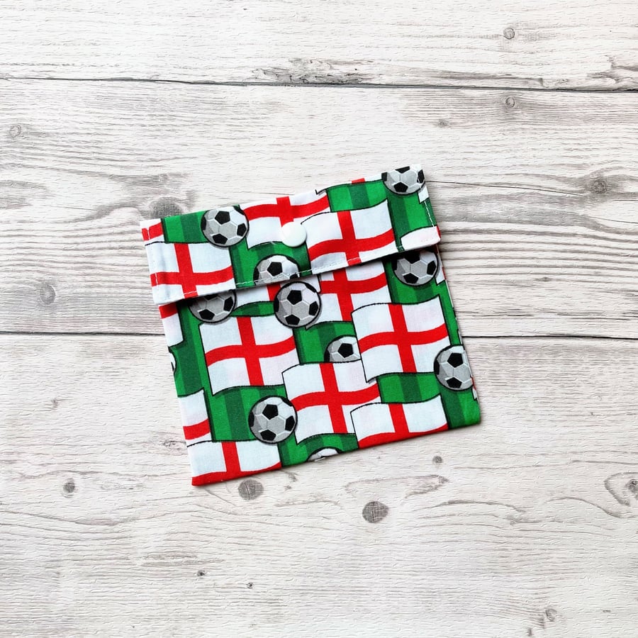 Football pad pouch. Feminine sanitary products holder. England themed.