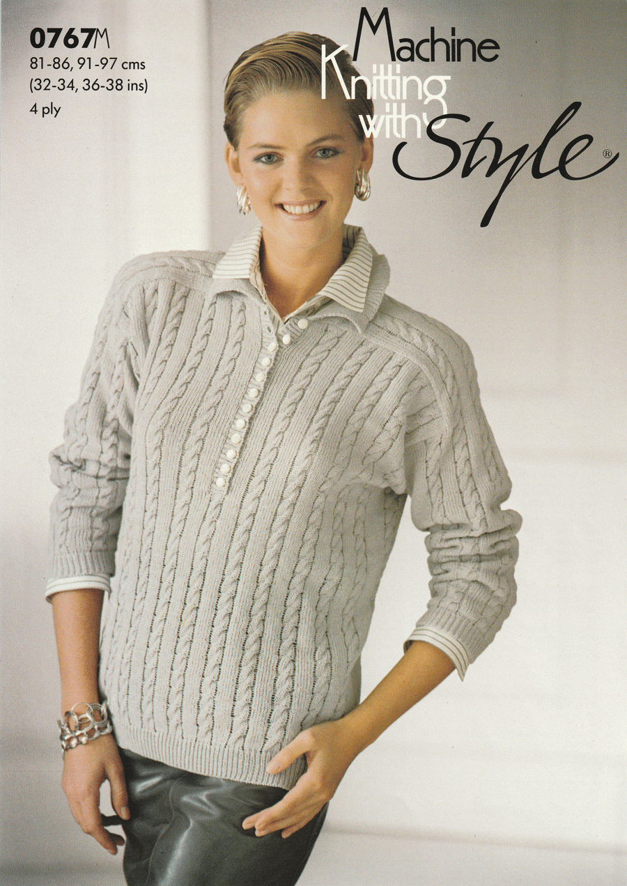 VINTAGE MACHINE KNITTING PATTERN Ladies Cable Sweater