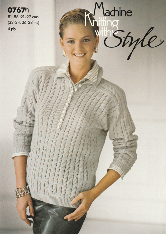 VINTAGE MACHINE KNITTING PATTERN Ladies Cable Sweater