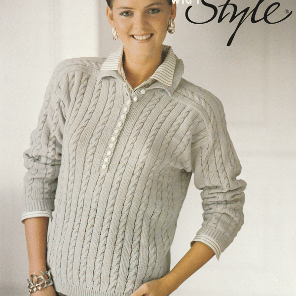 VINTAGE MACHINE KNITTING PATTERN Ladies Cable Sweater