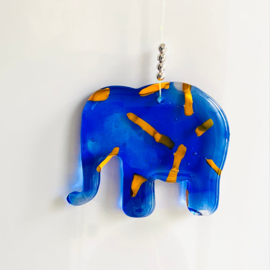 Elephant glass hanging decoration