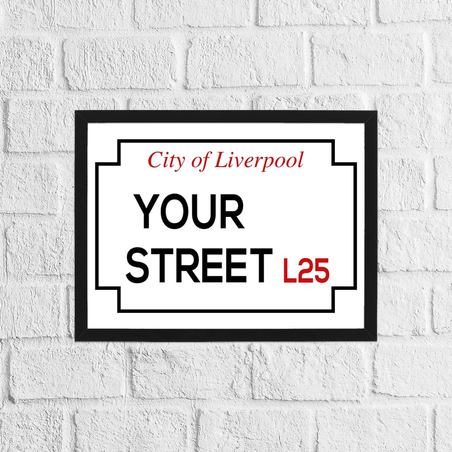 Personalised street sign print: Liverpool