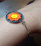 Spring Daisy Bracelet – Orange and Yellow Flower on Denim – Adjustable Chain - Image 4