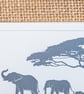 Glass Elephant Family coaster silhouettes orange stripes African safari animals - Image 3