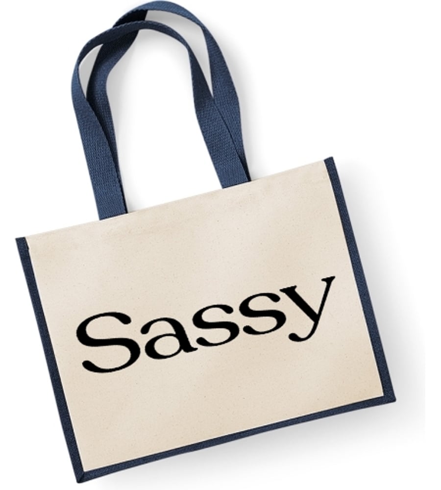 SASSY Large Jute Bag Reusable Eco Friendly Shopping Bag Gay Shopper Bag