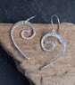 Forged Silver Dangle Drop Earrings, 'Always in my Heart' gift for loved one