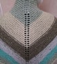 Hand Knitted Small Triangular Shawl In Greens and Blues (A202) - Image 4
