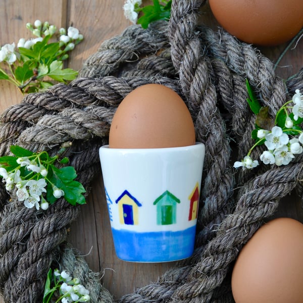 Beach Hut Egg Cup - Hand Painted