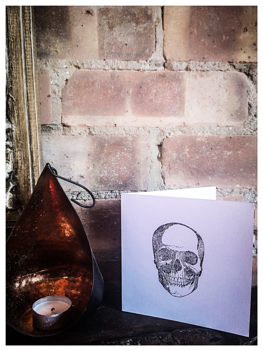 Handprinted Skull Greetings Card - Blank