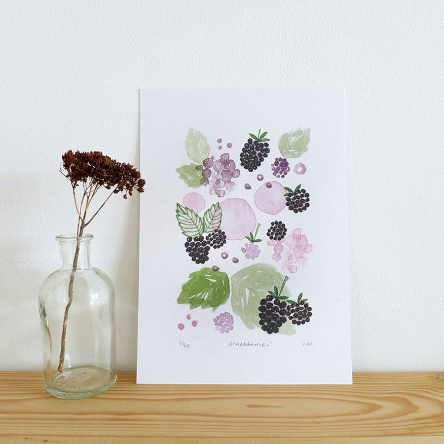 'Blackberries' A5 Art Print
