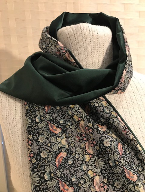 Liberty of London Print Long Scarf.Cotton Tana Lawn and Velvet  