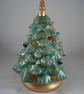 Green Ceramic Xmas Christmas Tree Tea Light Candle Holder Ornament Decoration. - Image 2