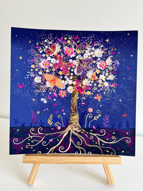 Magical Moth Tree hand finished 10x10" Giclee Art Print