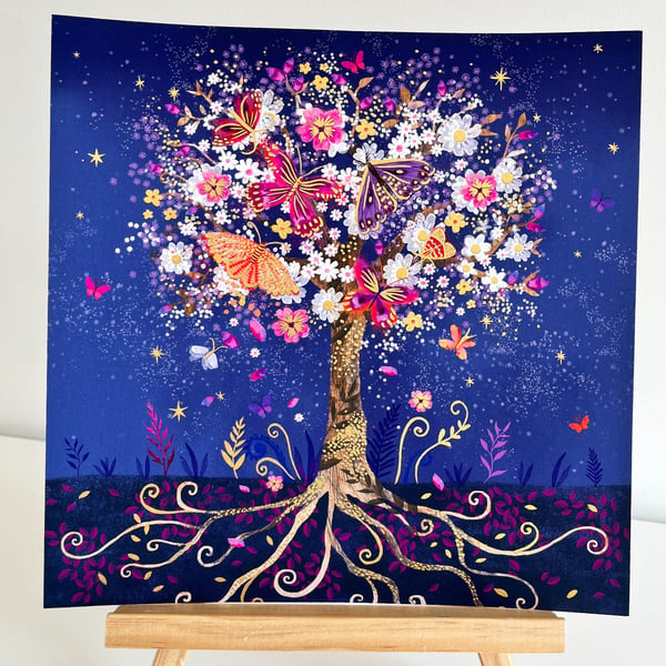 Magical Moth Tree hand finished 10x10" Giclee Art Print