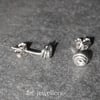 Silver stud Earrings - twist earrings