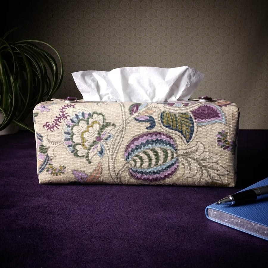 Rectangle Tissue Box Cover Floral Tapestry Print