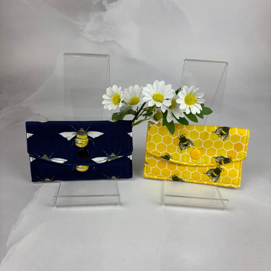 Bees card case, Bumble bees travel pass holder, 3 options, Handmade