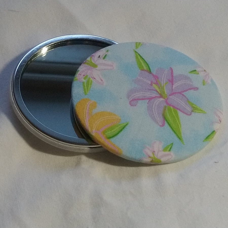 Lily Design Fabric Backed Pocket Mirror
