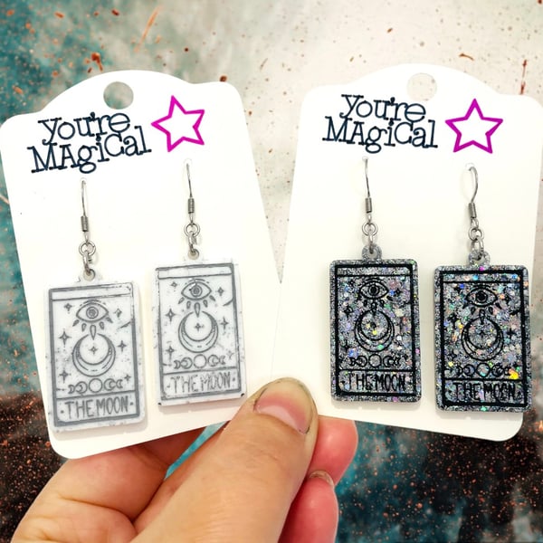 Tarot card earrings, Halloween drop earrings, witchy jewellery 