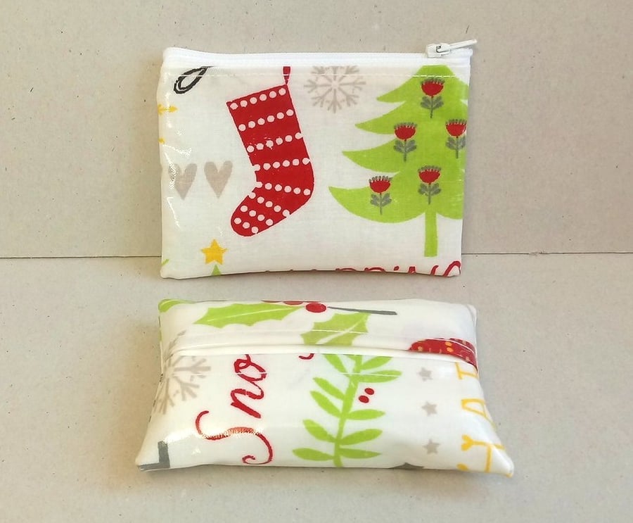 Christmas tissue holder and coin purse set