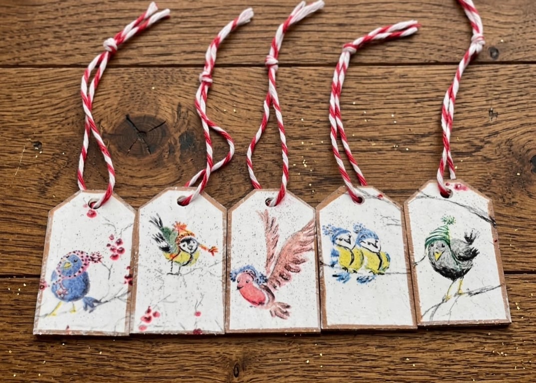 Set of 5 Mini Wooden Christmas Gift Tags