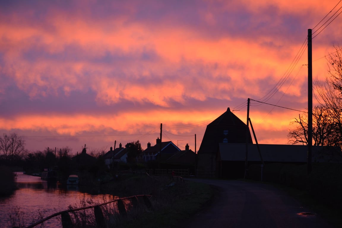 Greeting Card Sunrise on Norfolk Fen Photo Card A5