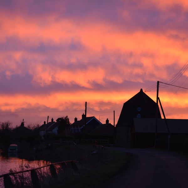Greeting Card Sunrise on Norfolk Fen Photo Card A5
