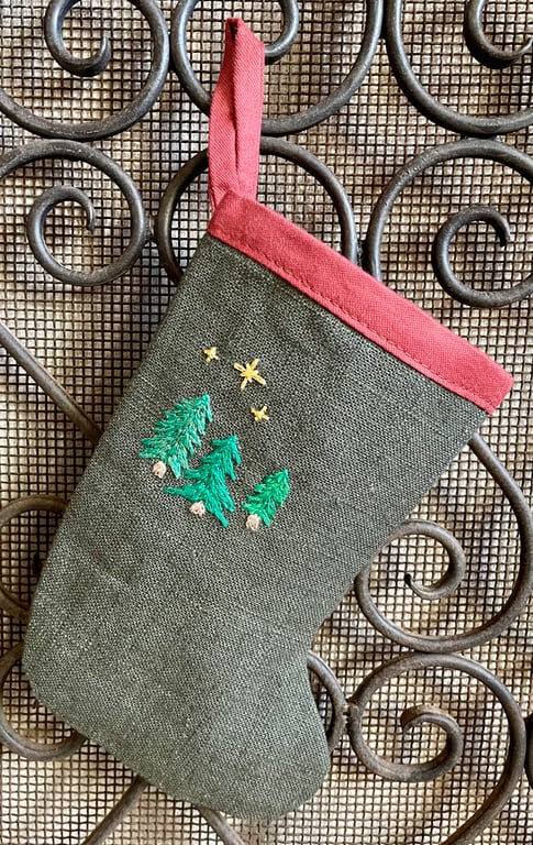Hand Embroidered Christmas Stocking